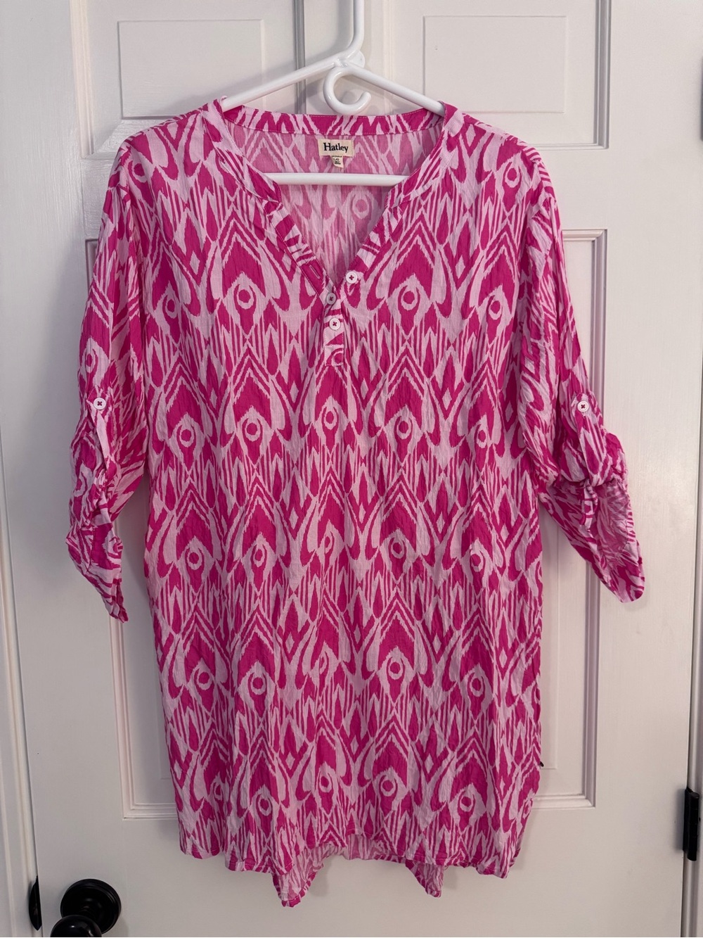 Hatley Pink & White Ikat-Patterned Women's Tunic